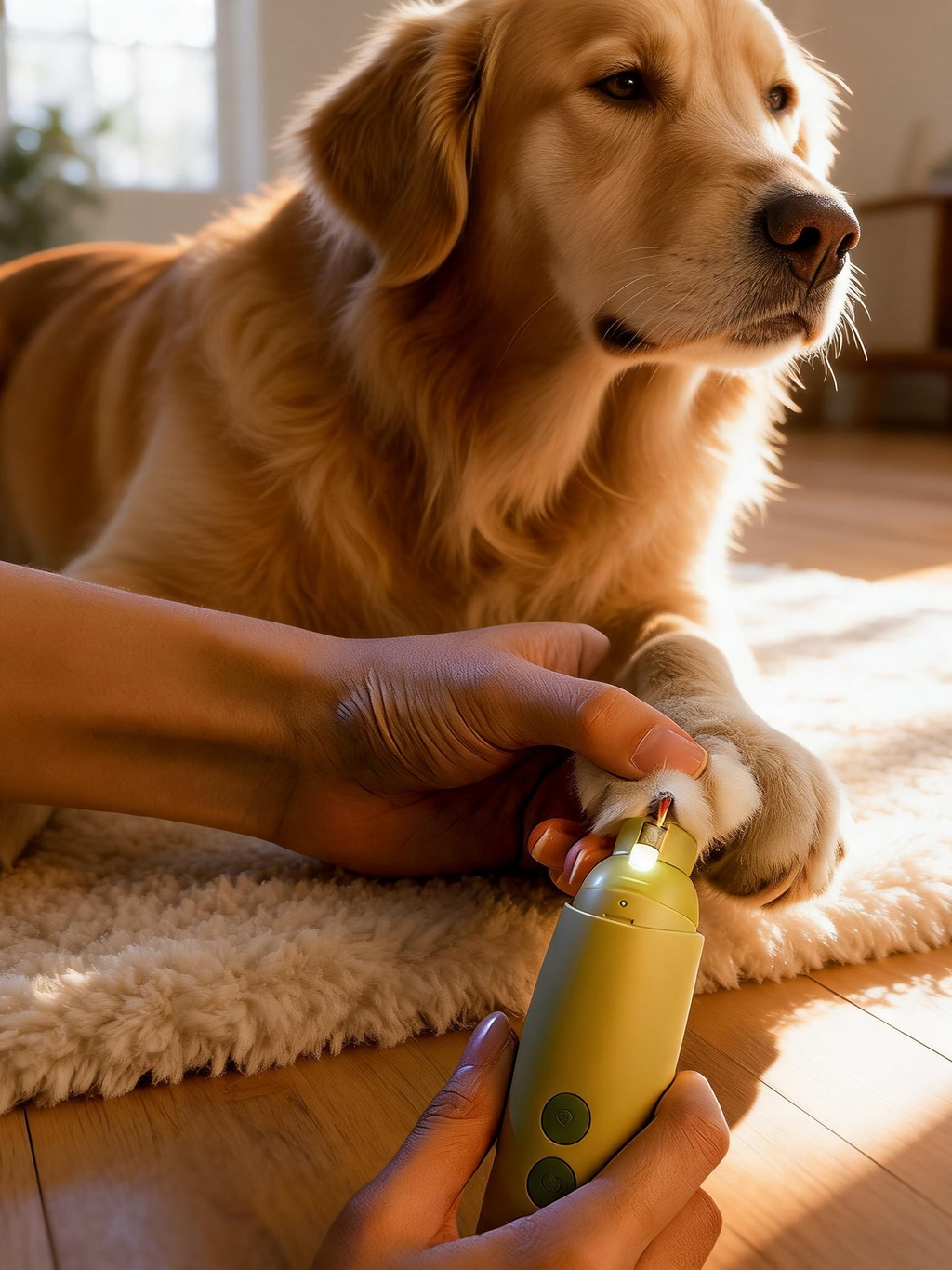 PawGlide grinder in use on dog paw